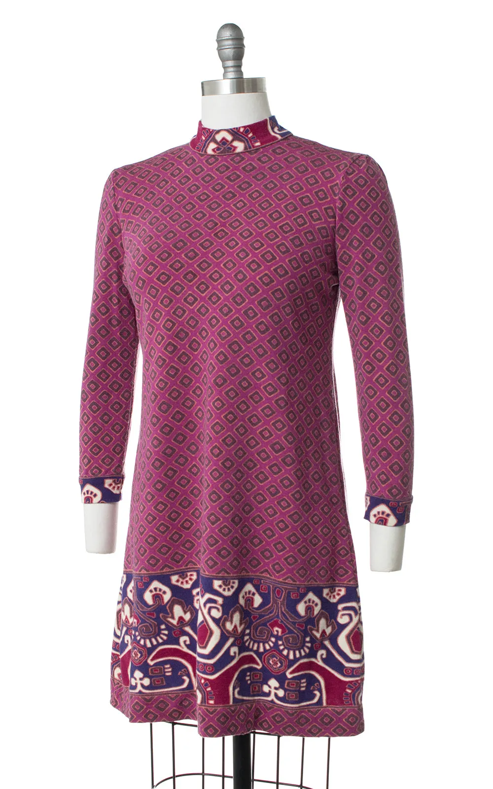 1960s Goldworm Geometric Knit Wool Dress | small/medium