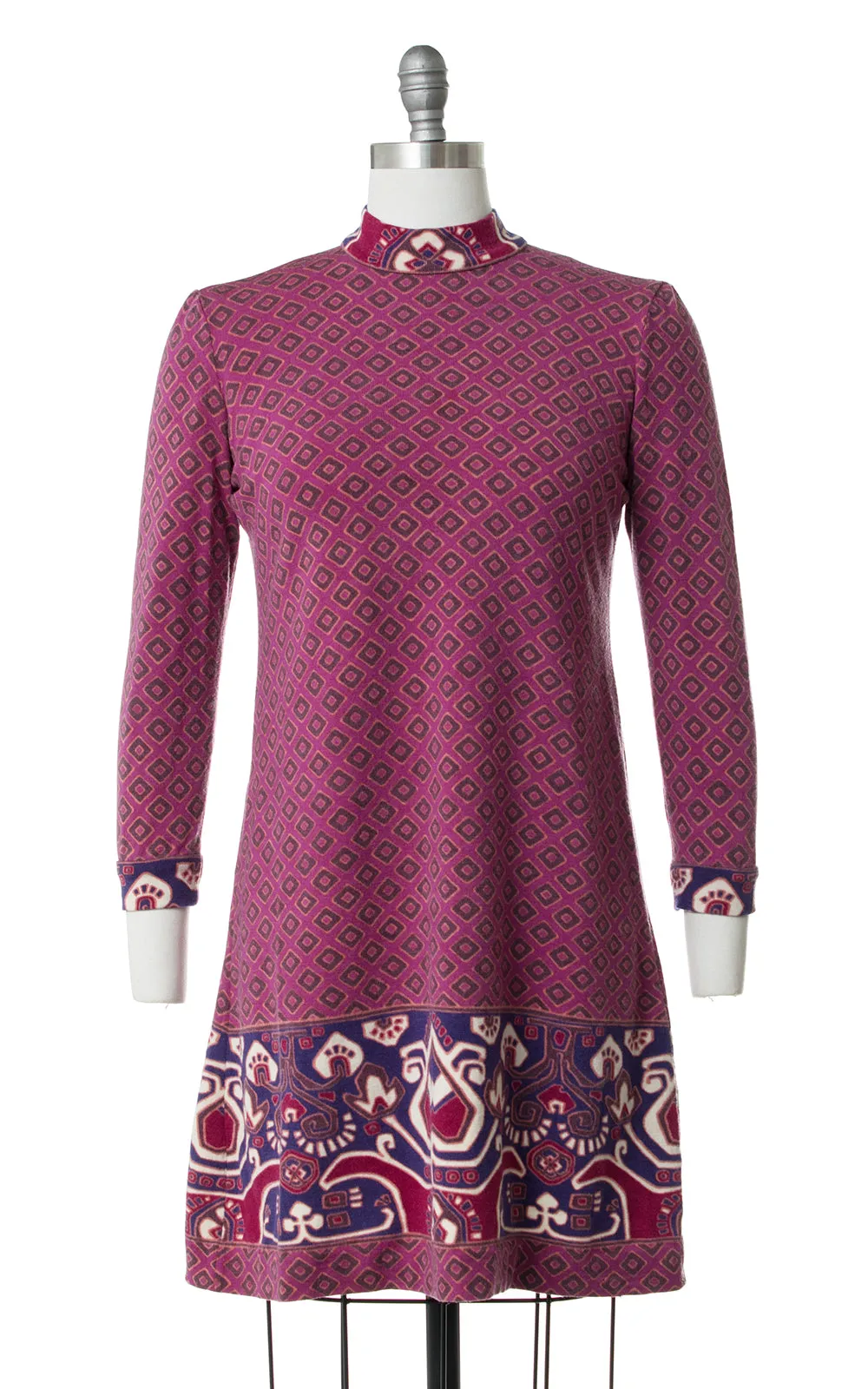 1960s Goldworm Geometric Knit Wool Dress | small/medium