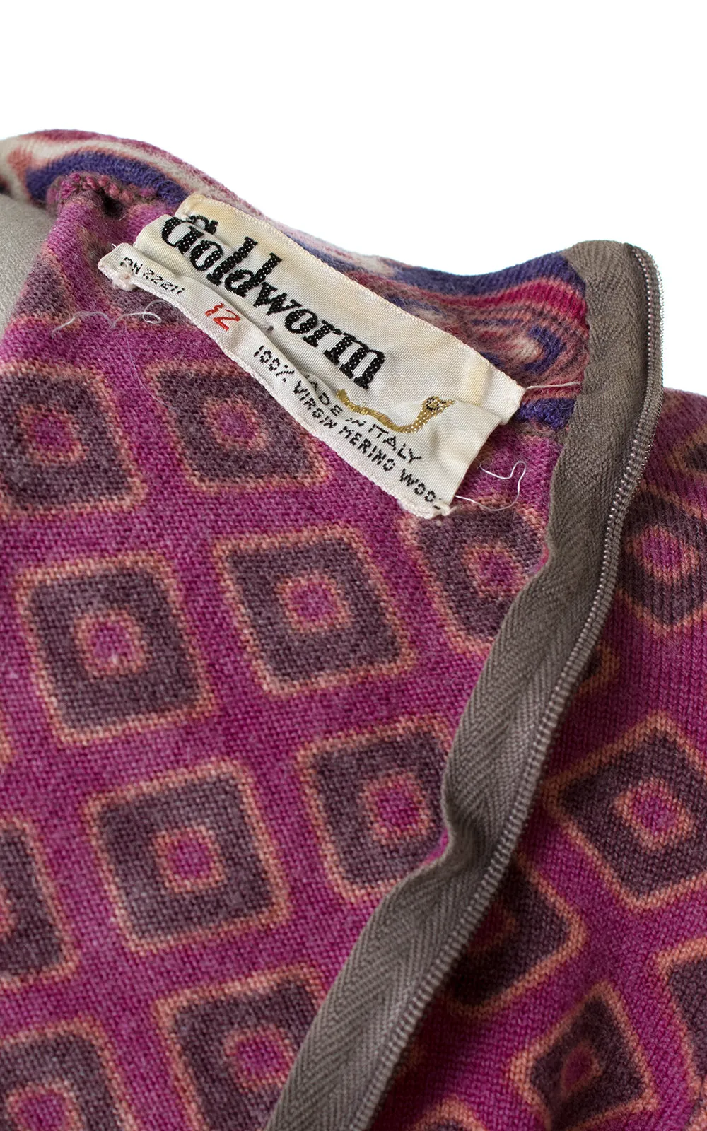 1960s Goldworm Geometric Knit Wool Dress | small/medium