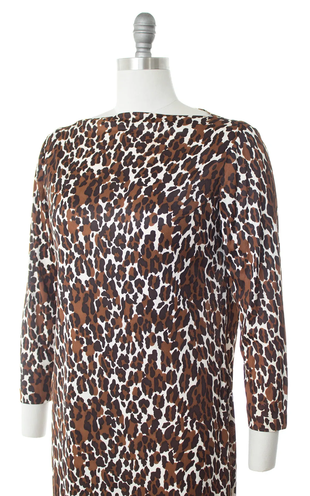 1960s Leopard Print Jersey Shift Dress | medium