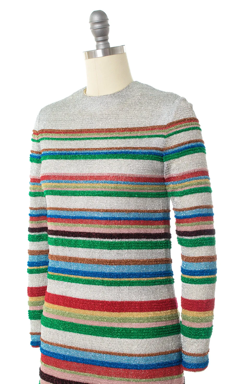 1960s Metallic Rainbow Striped Party Dress | x-small/small