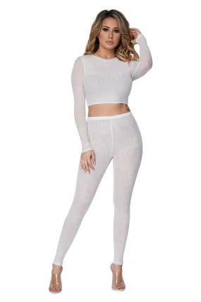 2pc L/s Crop Top/pants Mesh Se