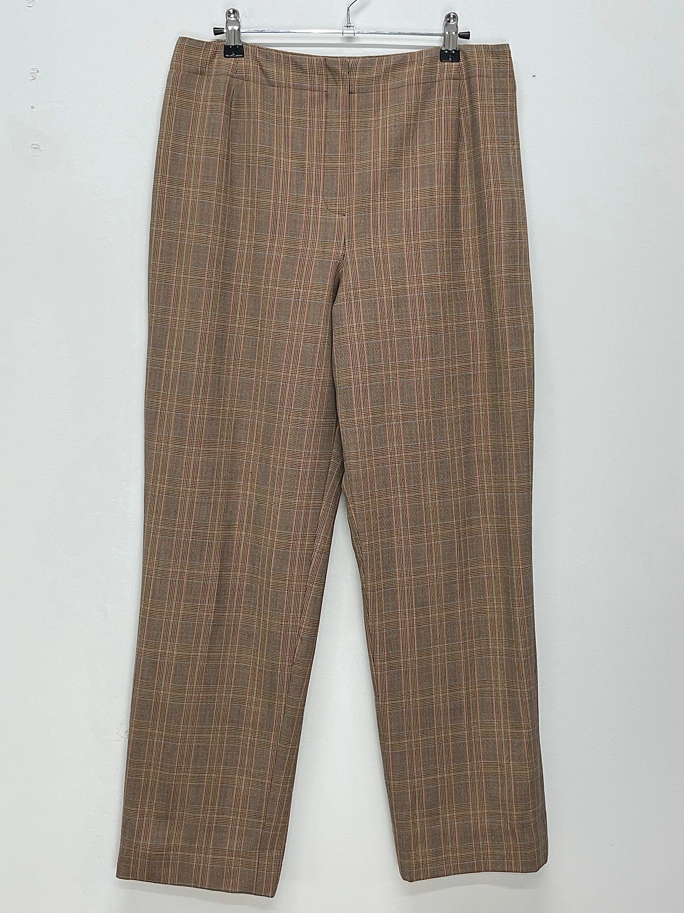 90s Vintage Carlisle Multi Plaid Brown Wool Pants (W30")