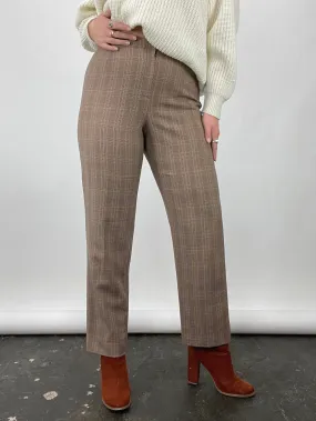 90s Vintage Carlisle Multi Plaid Brown Wool Pants (W30")
