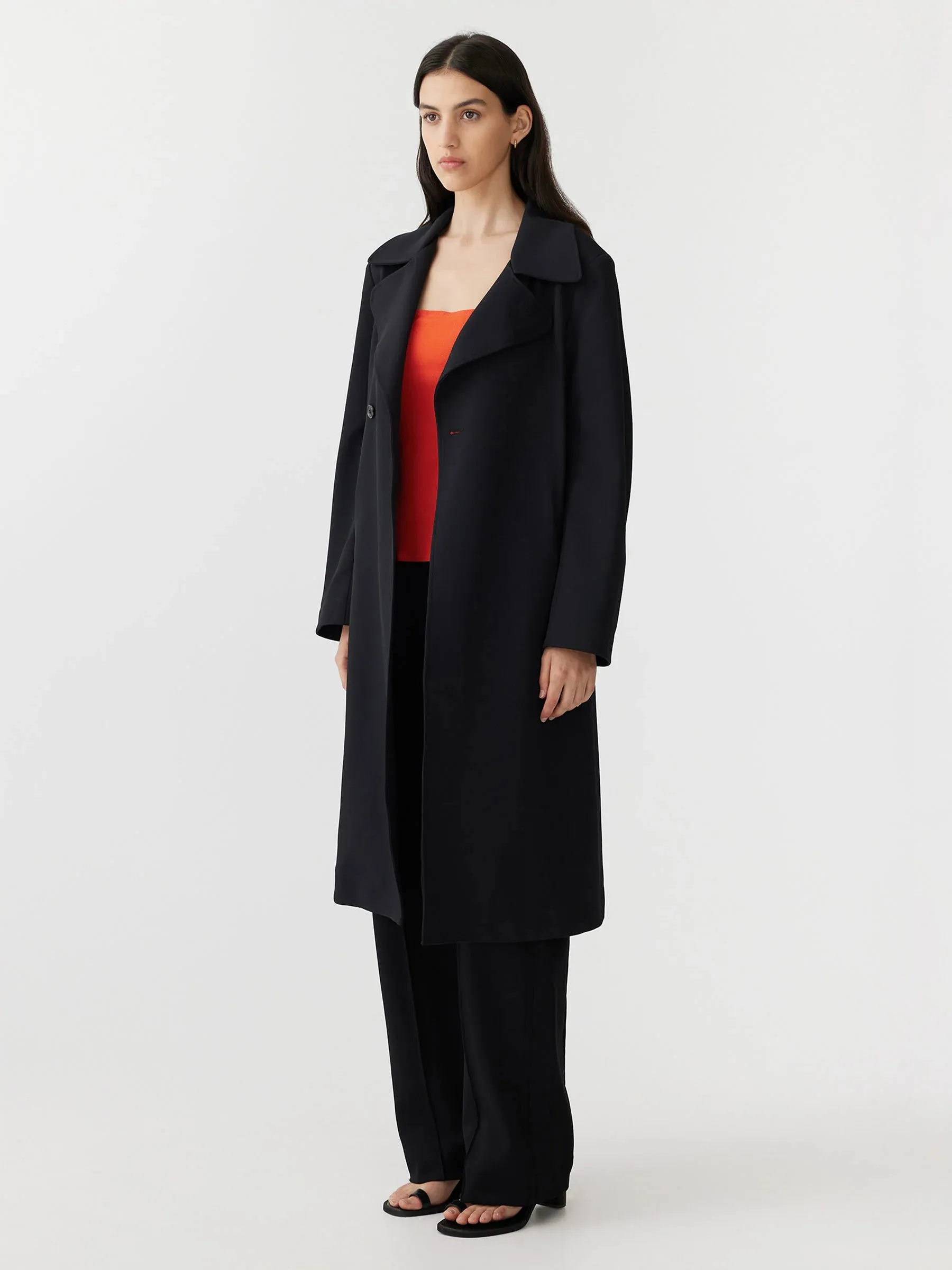 Bassike Stretch Twill Trench Coat - Black