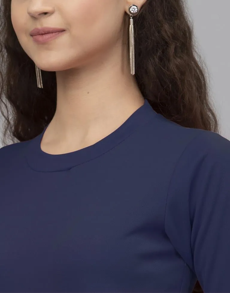 Beauteous Blue Coloured Knitted Lycra Tops