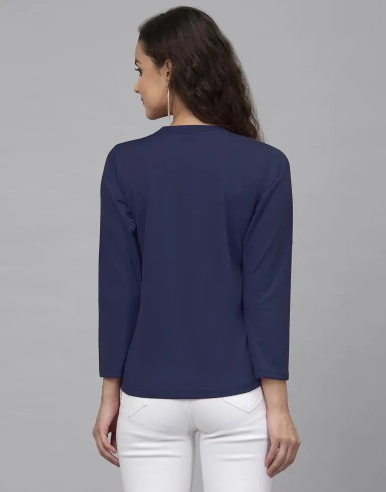 Beauteous Blue Coloured Knitted Lycra Tops