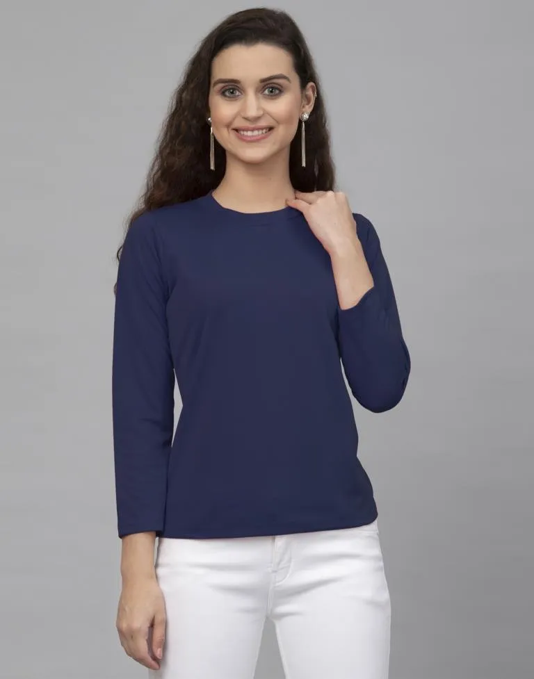 Beauteous Blue Coloured Knitted Lycra Tops