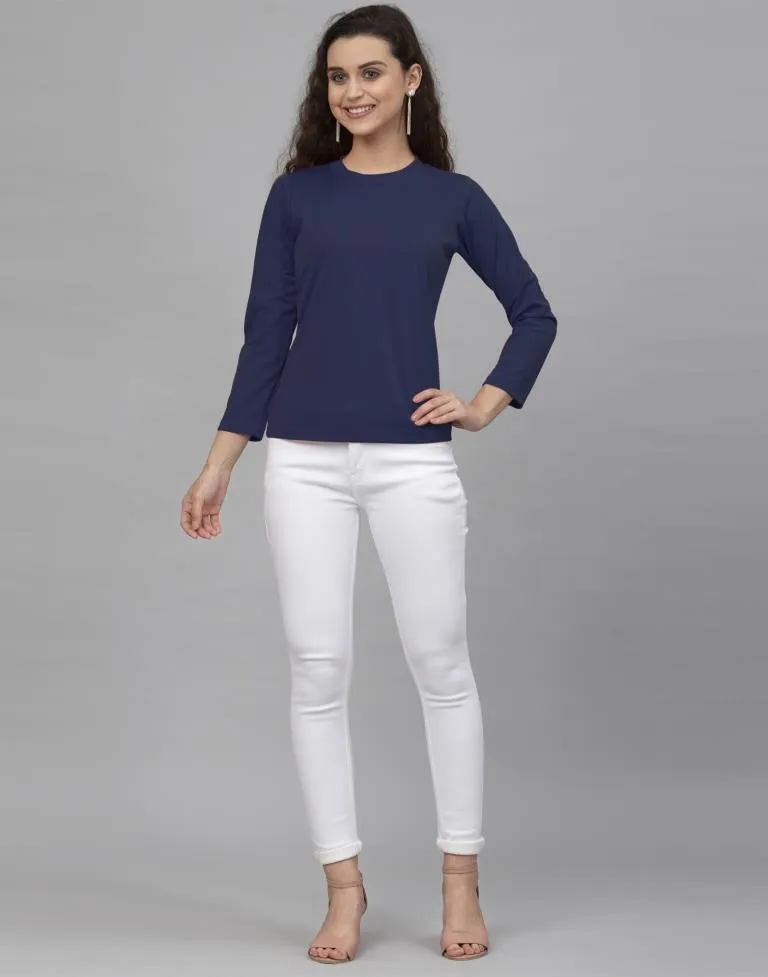 Beauteous Blue Coloured Knitted Lycra Tops