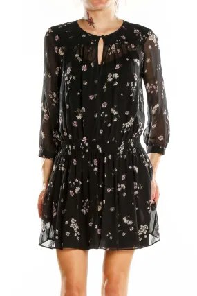 Black Floral Sheer Mini Dress