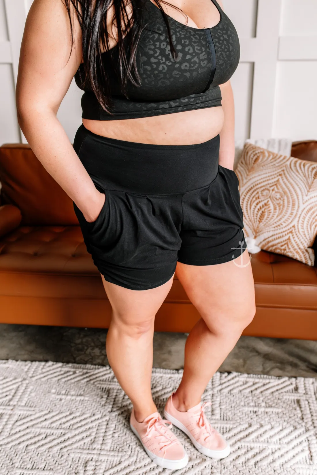 Black Harem Shorts with Side Pockets