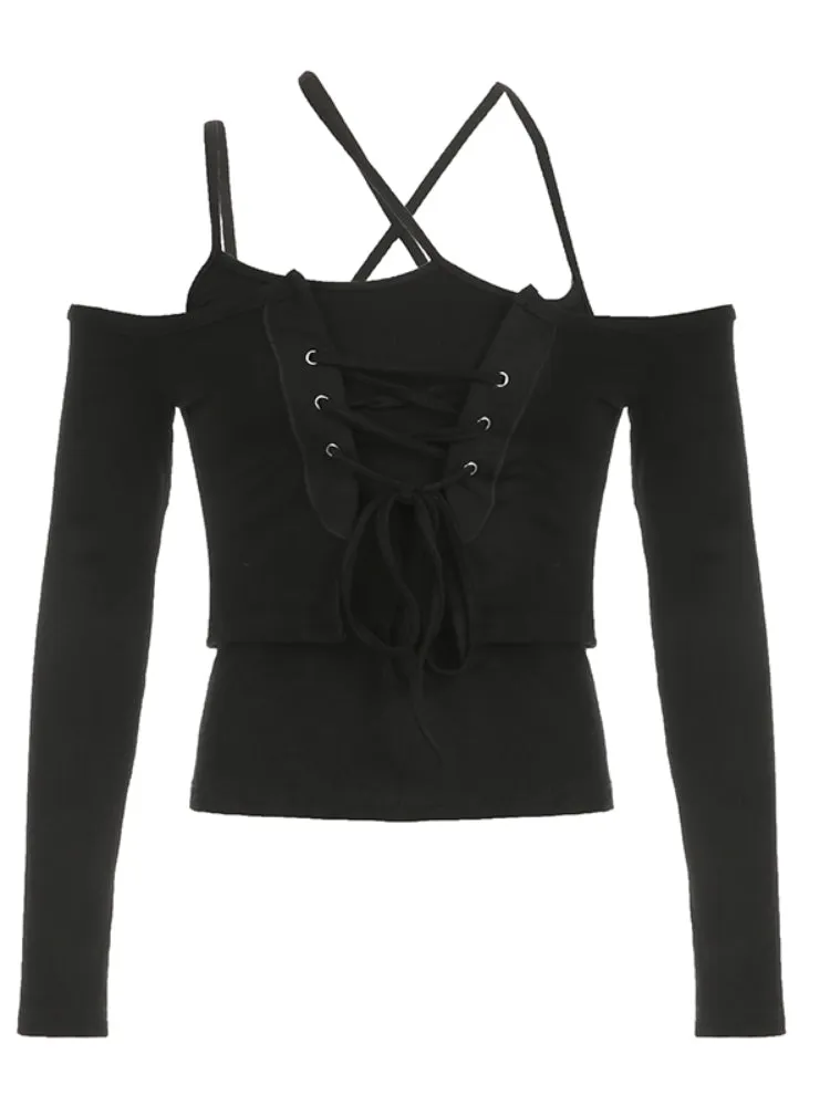 Black Skinny Halter Neck Crop Top