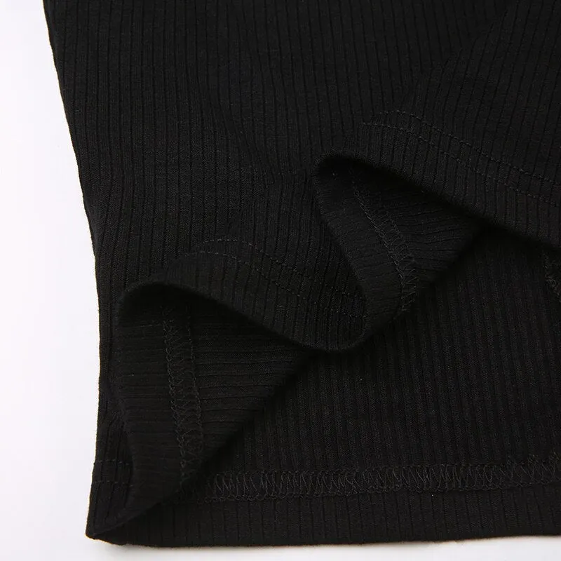 Black Skinny Halter Neck Crop Top