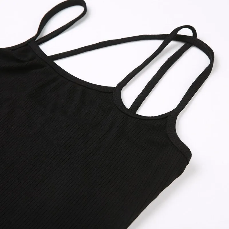 Black Skinny Halter Neck Crop Top