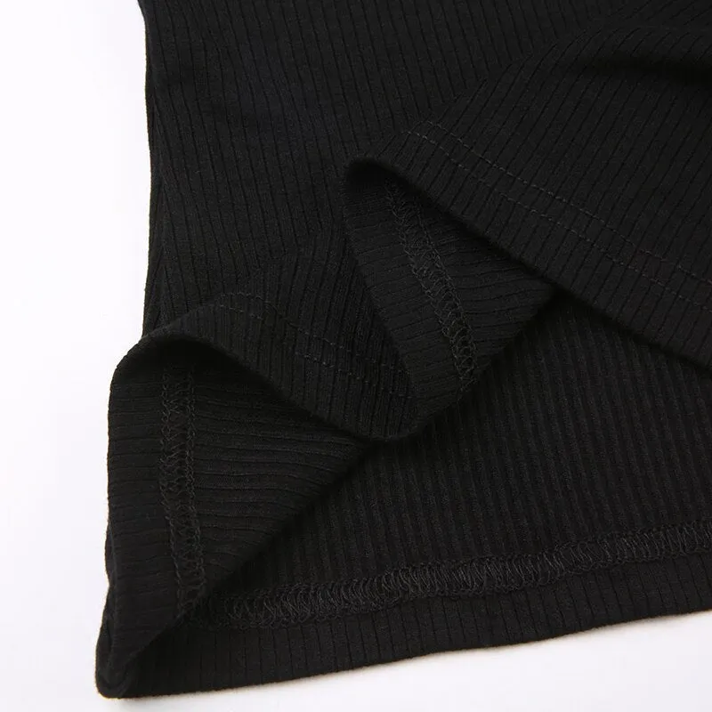 Black Skinny Halter Neck Crop Top