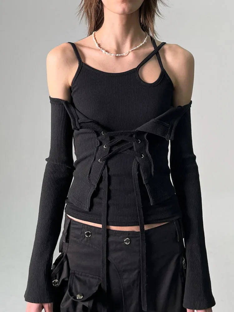 Black Skinny Halter Neck Crop Top