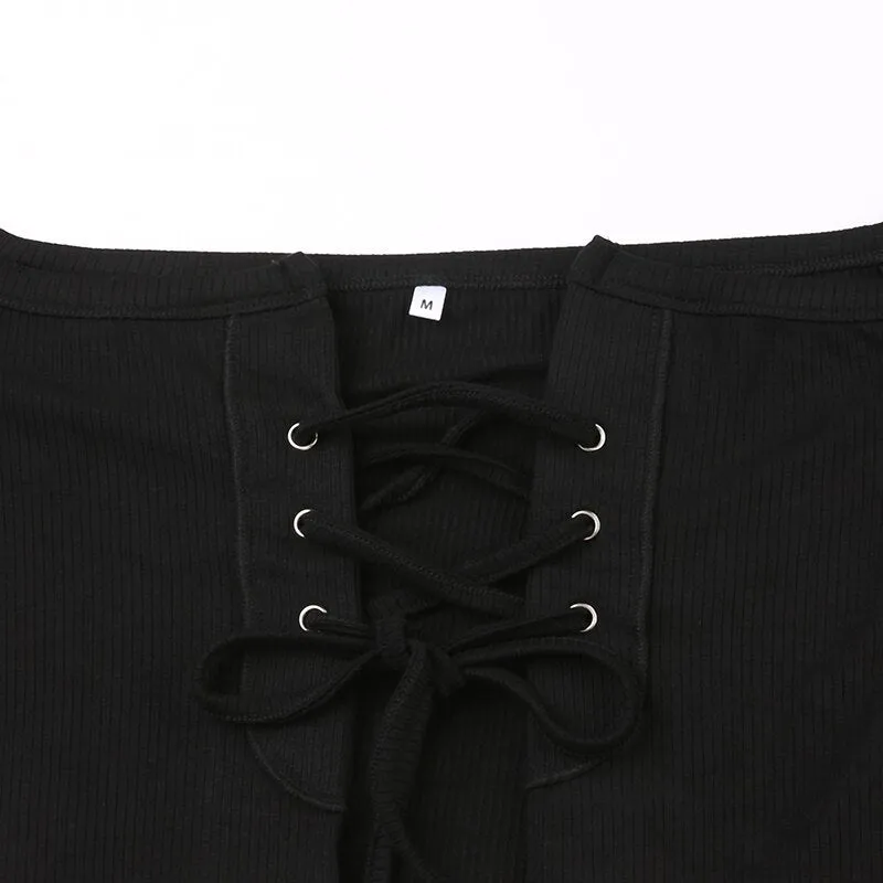 Black Skinny Halter Neck Crop Top