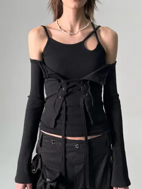 Black Skinny Halter Neck Crop Top