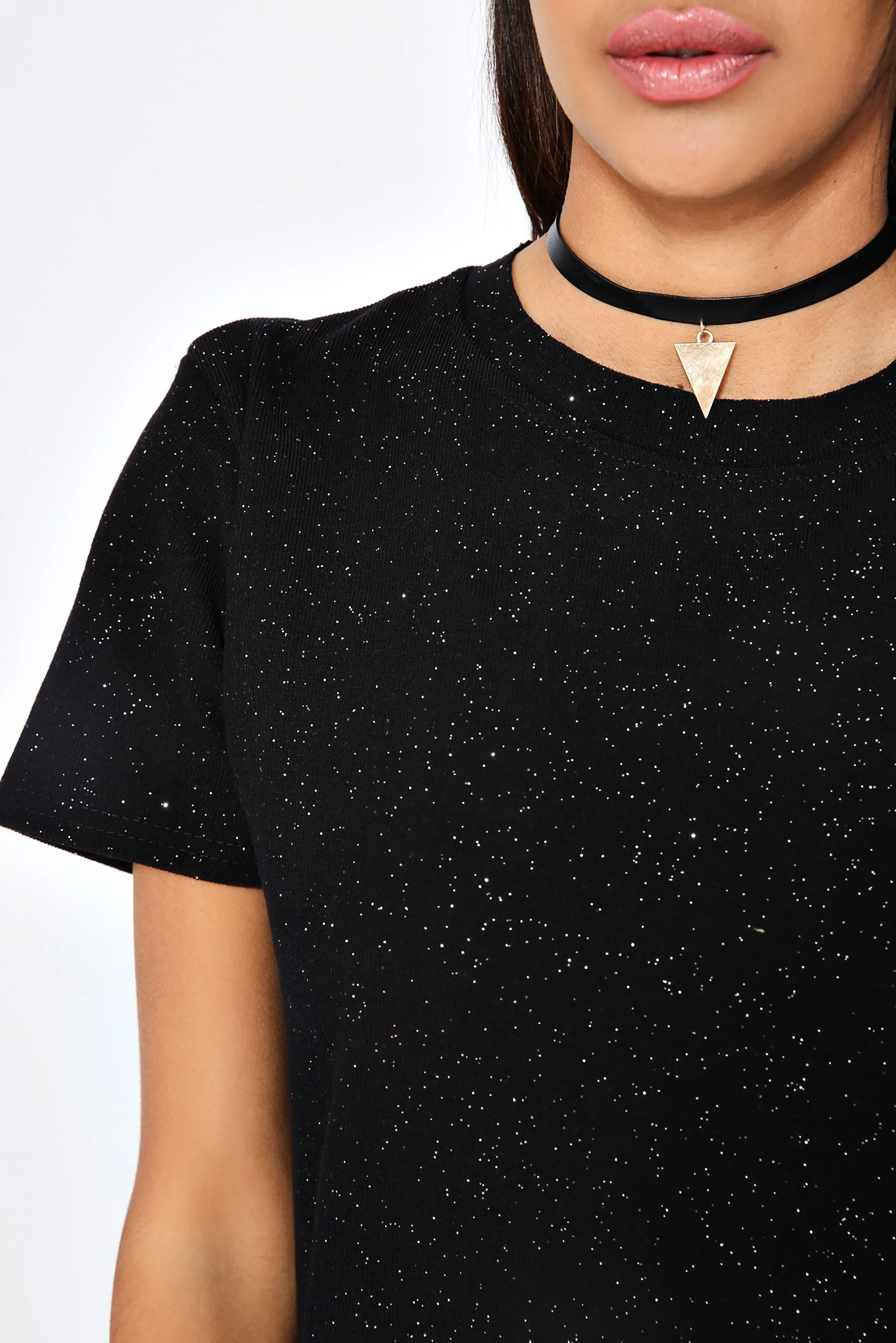 Black Sparkly Studded Shift Dress