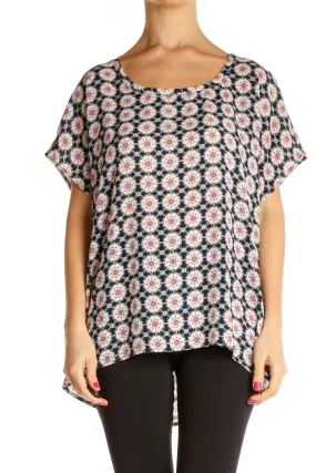 Blue Printed Casual Blouse
