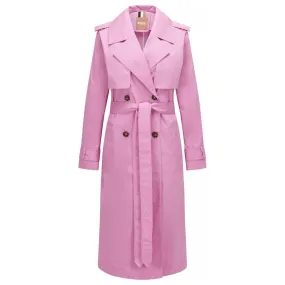 BOSS COTTON-BLEND TRENCH COAT WITH FABRIC BELT