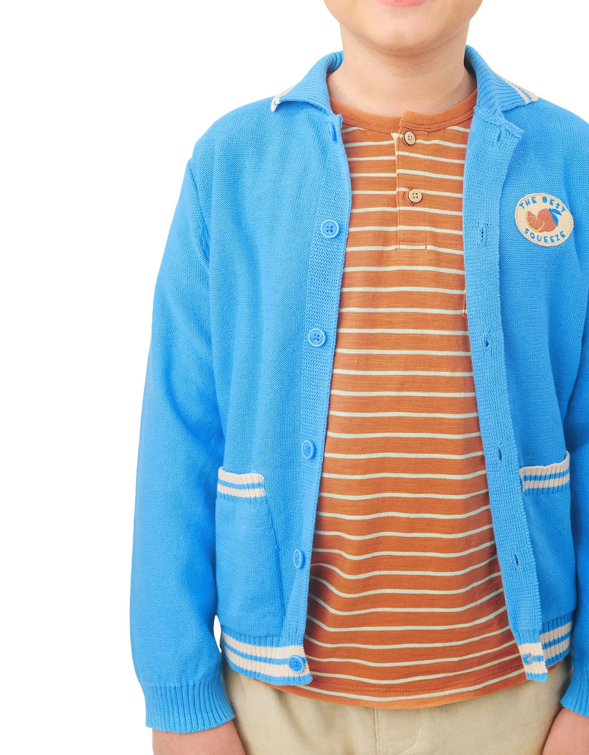 BOYS STRIPE TIPPING CARDIGAN