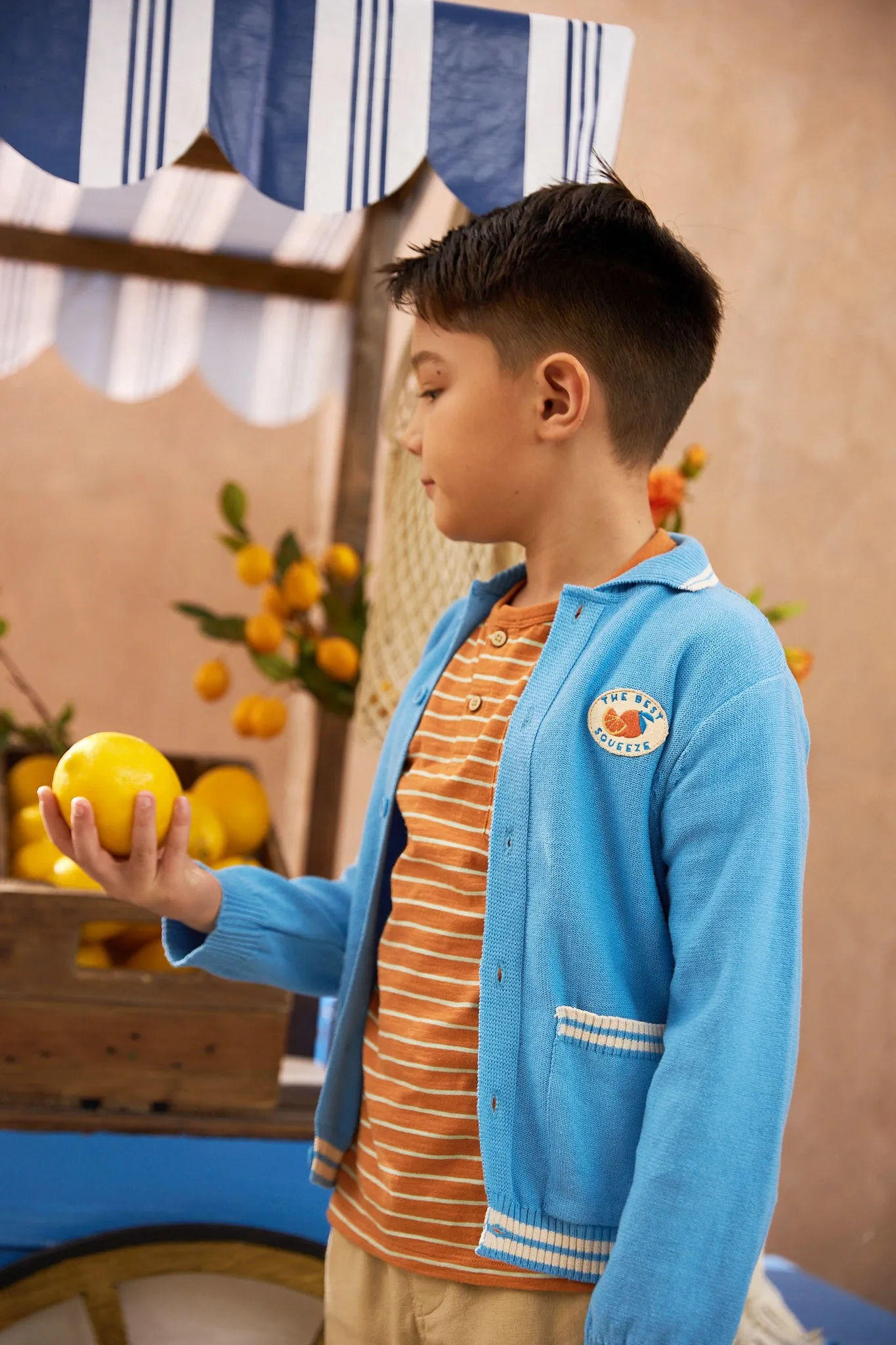 BOYS STRIPE TIPPING CARDIGAN