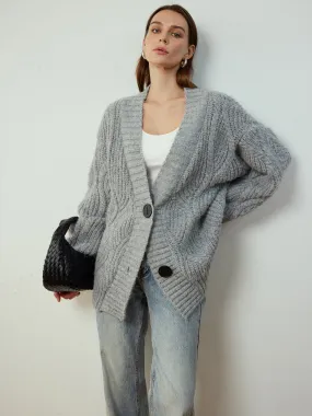 Cable-Knit Shift Button Cardigan