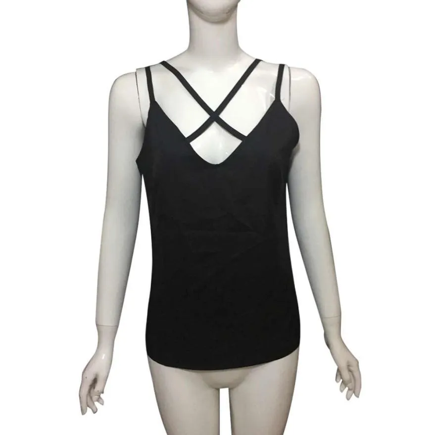 Casual Sleeveless Bandage Blouse