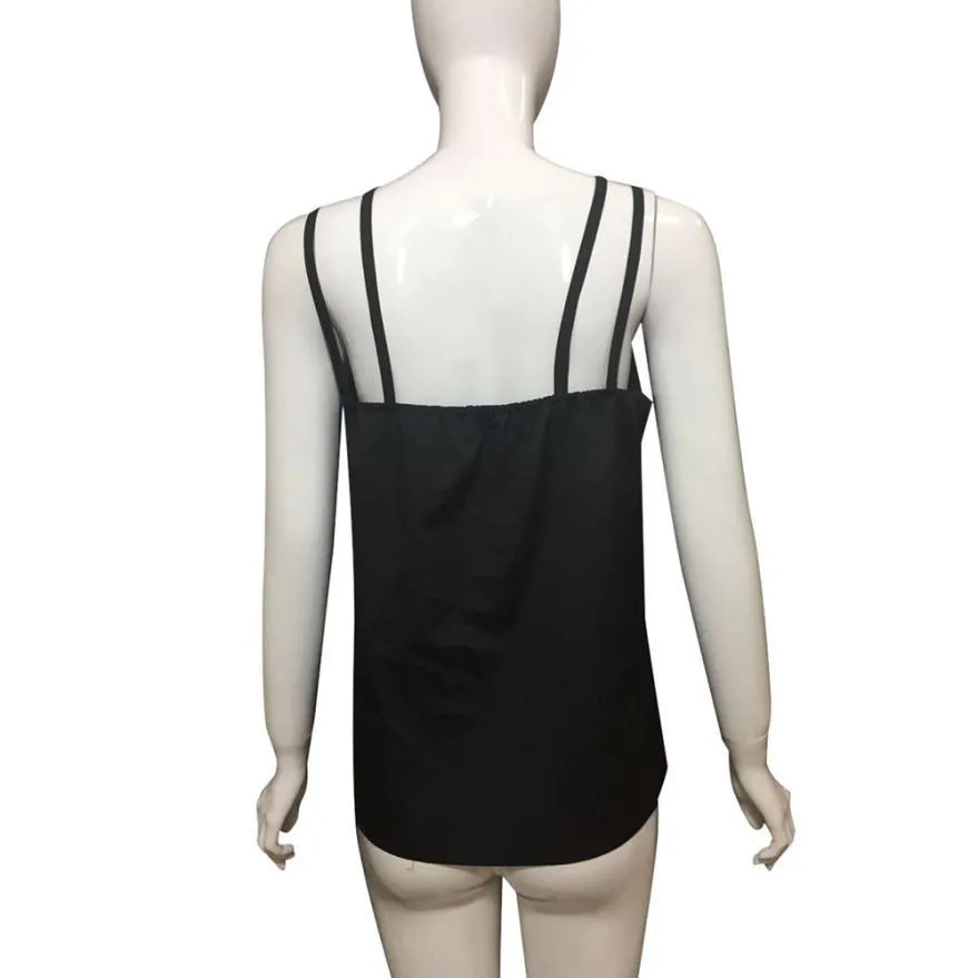 Casual Sleeveless Bandage Blouse