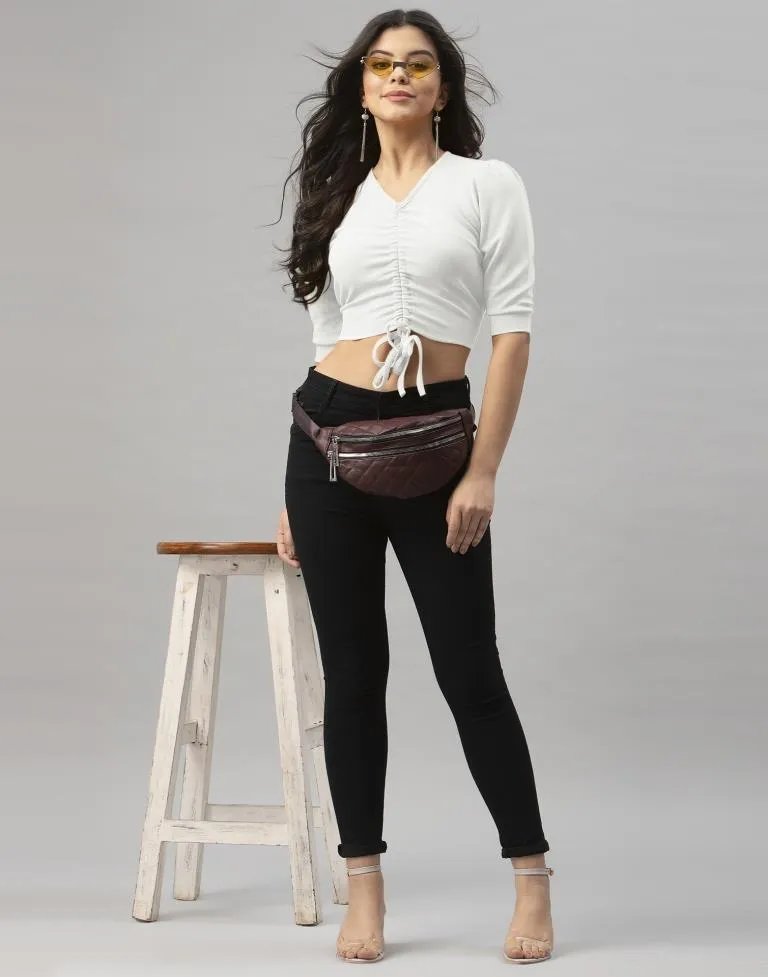 Charming White Coloured Knitted Lycra Tops