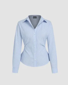 Collar Striped Long Sleeve Shirt