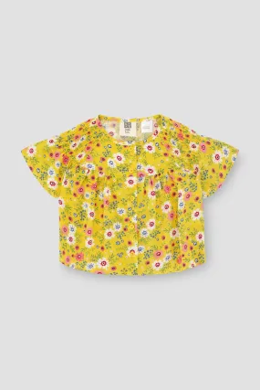 Floral Blouses For Baby Girl - Yellow