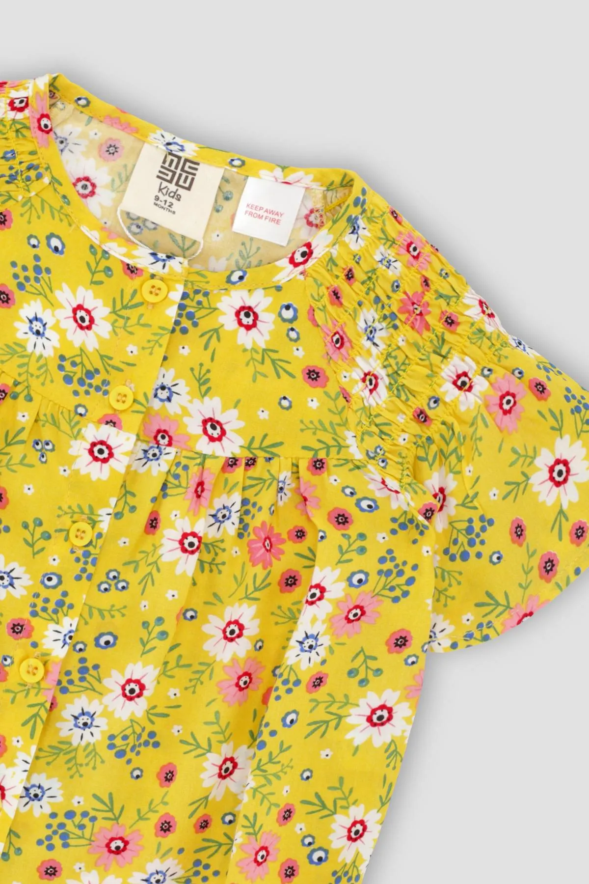 Floral Blouses For Baby Girl - Yellow