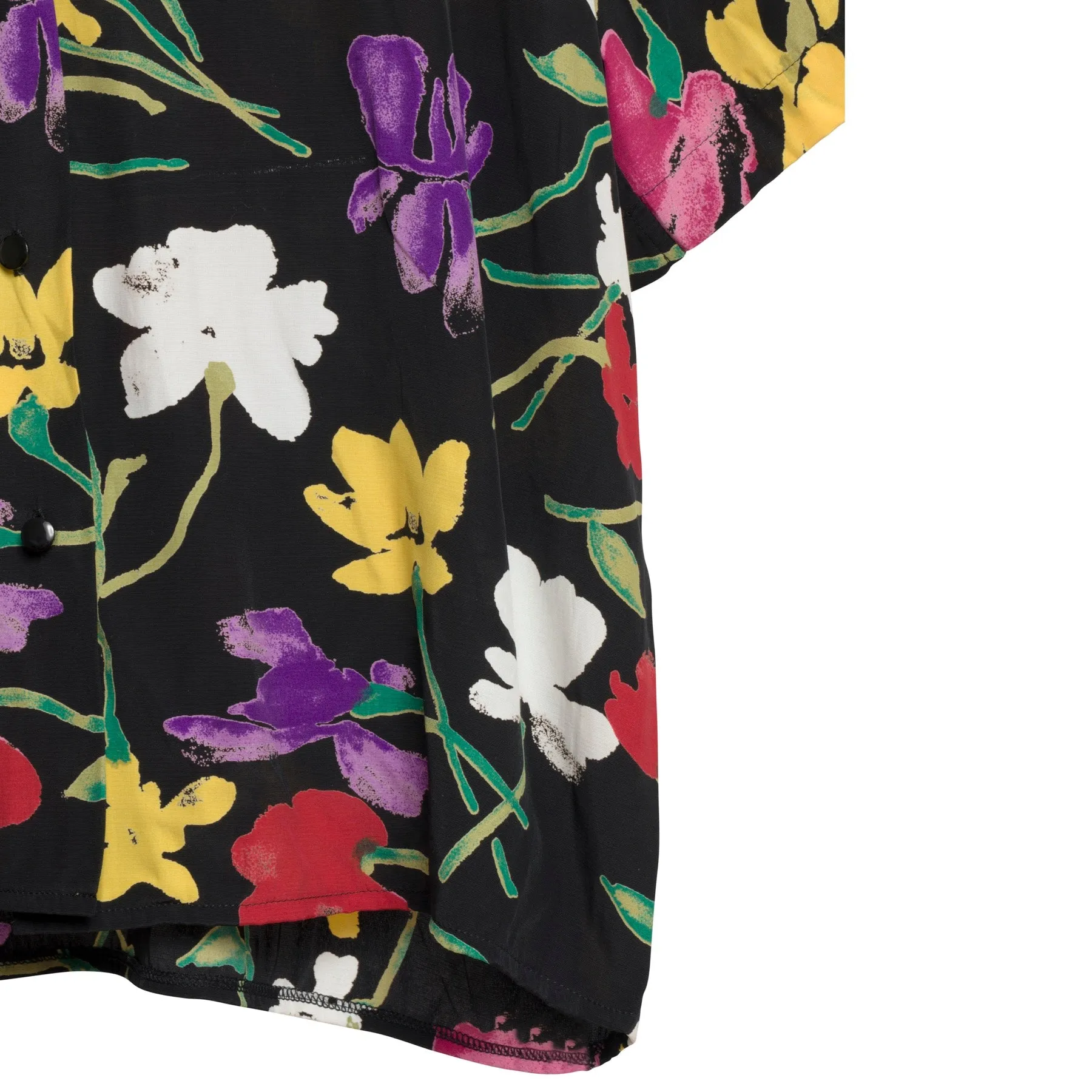 Floral Plain Weave Viscose Chelsea Collar T Blouse