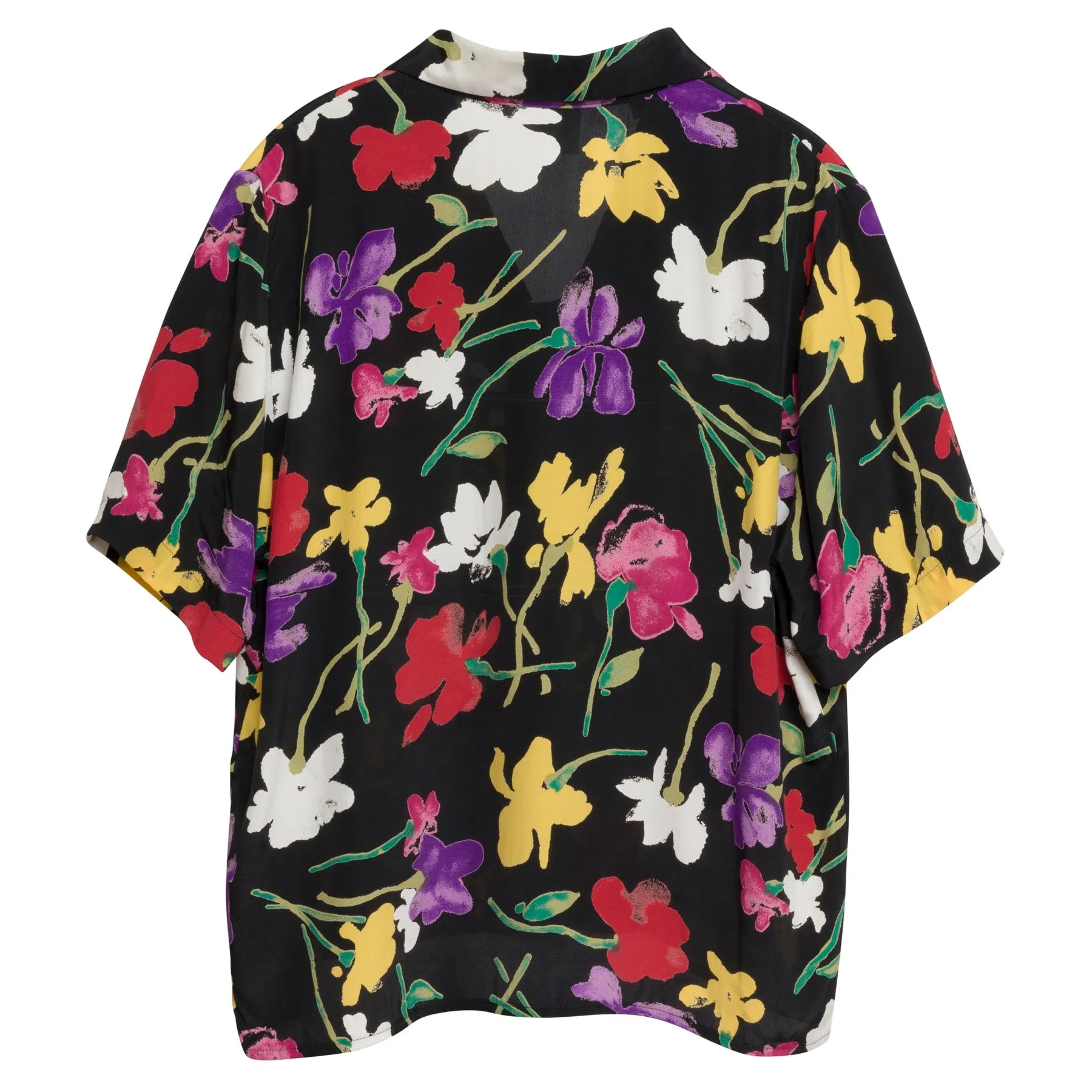 Floral Plain Weave Viscose Chelsea Collar T Blouse
