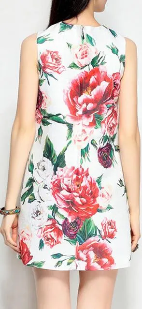 Floral-Print Mini Embellished Dress