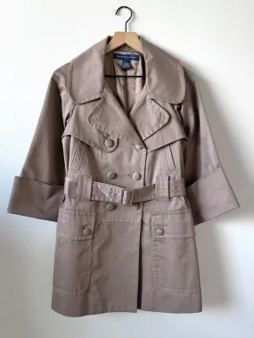 French Connection Taupe Short Trench Coat (XS/S)