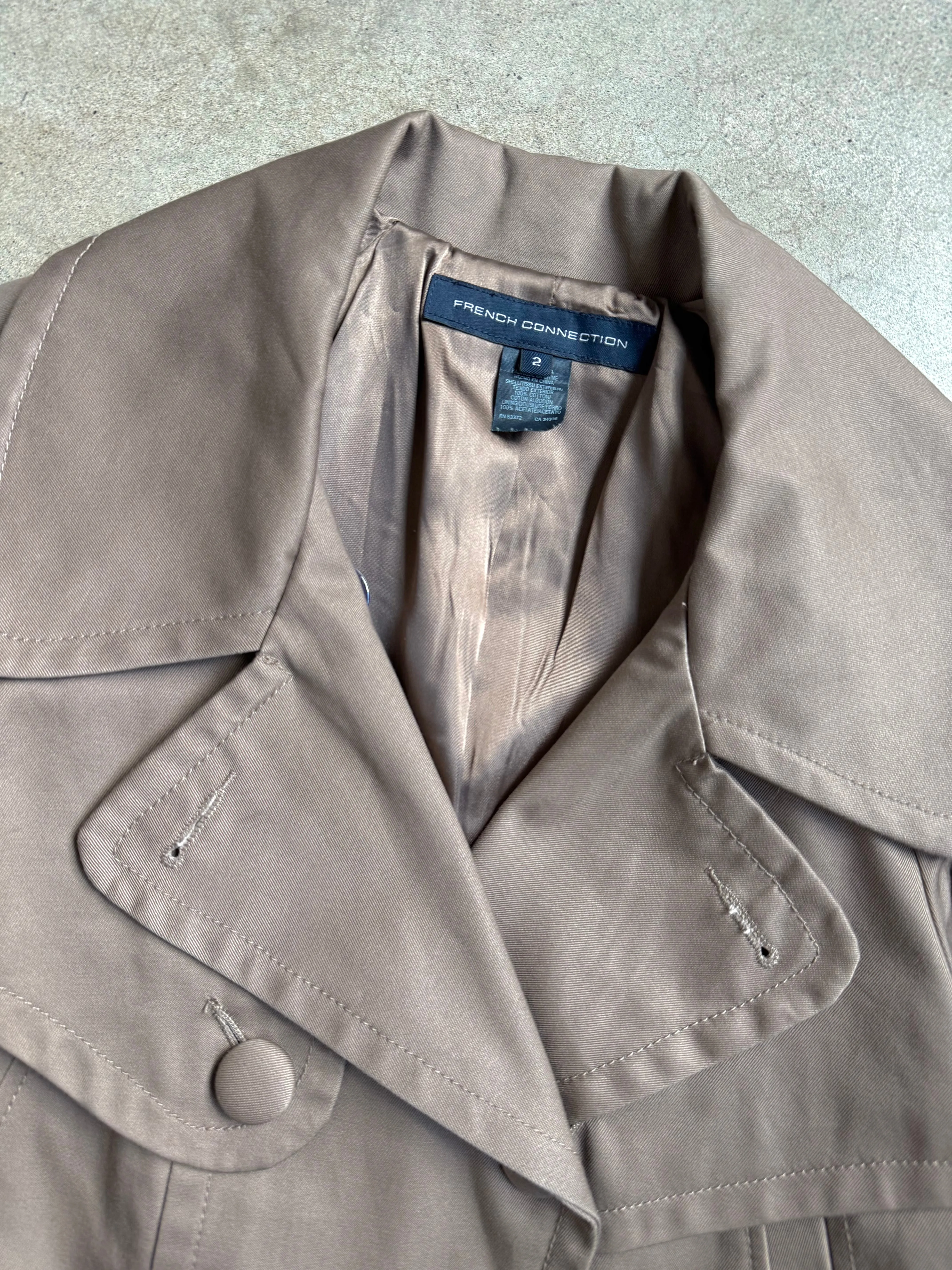 French Connection Taupe Short Trench Coat (XS/S)