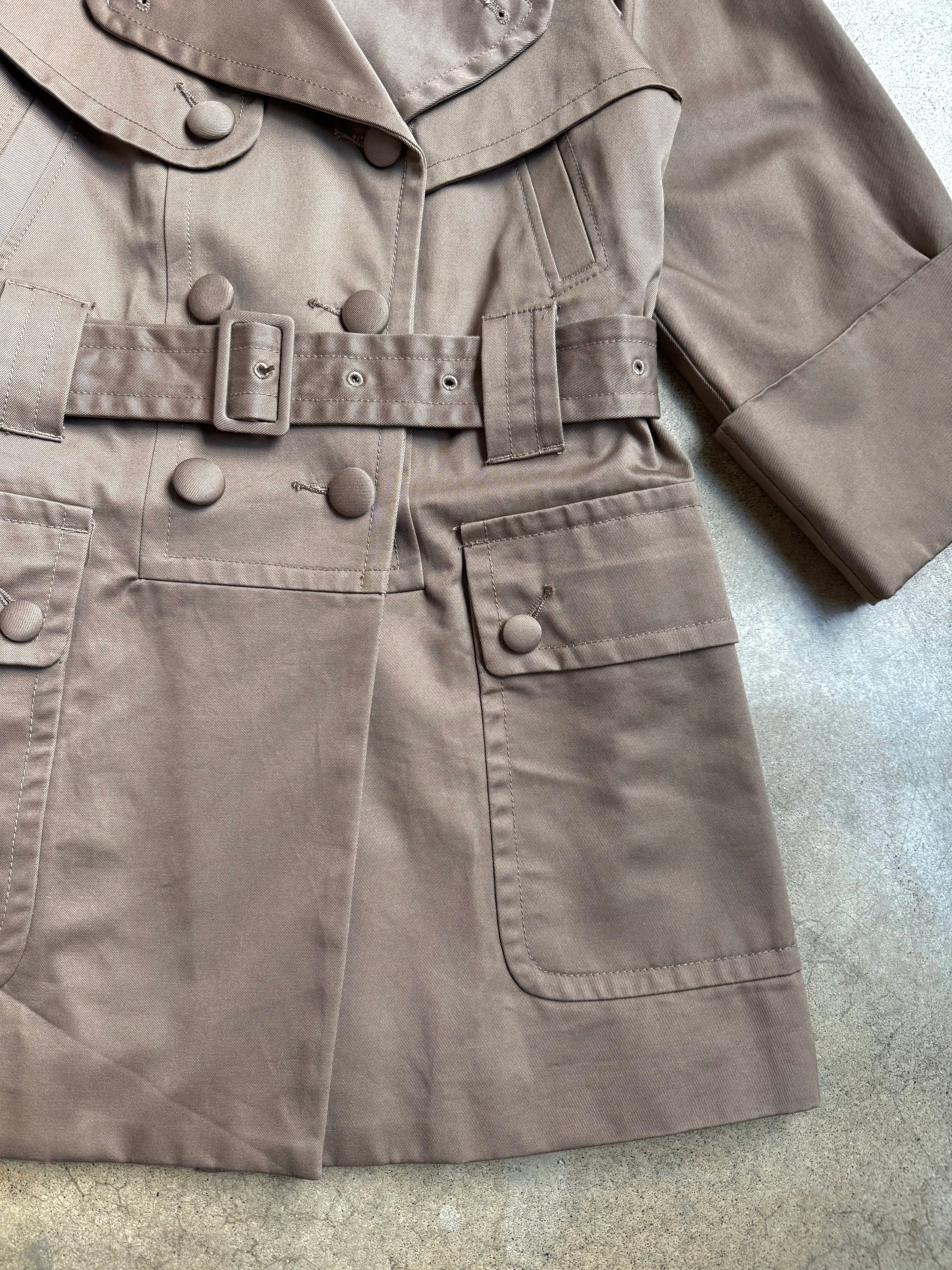 French Connection Taupe Short Trench Coat (XS/S)