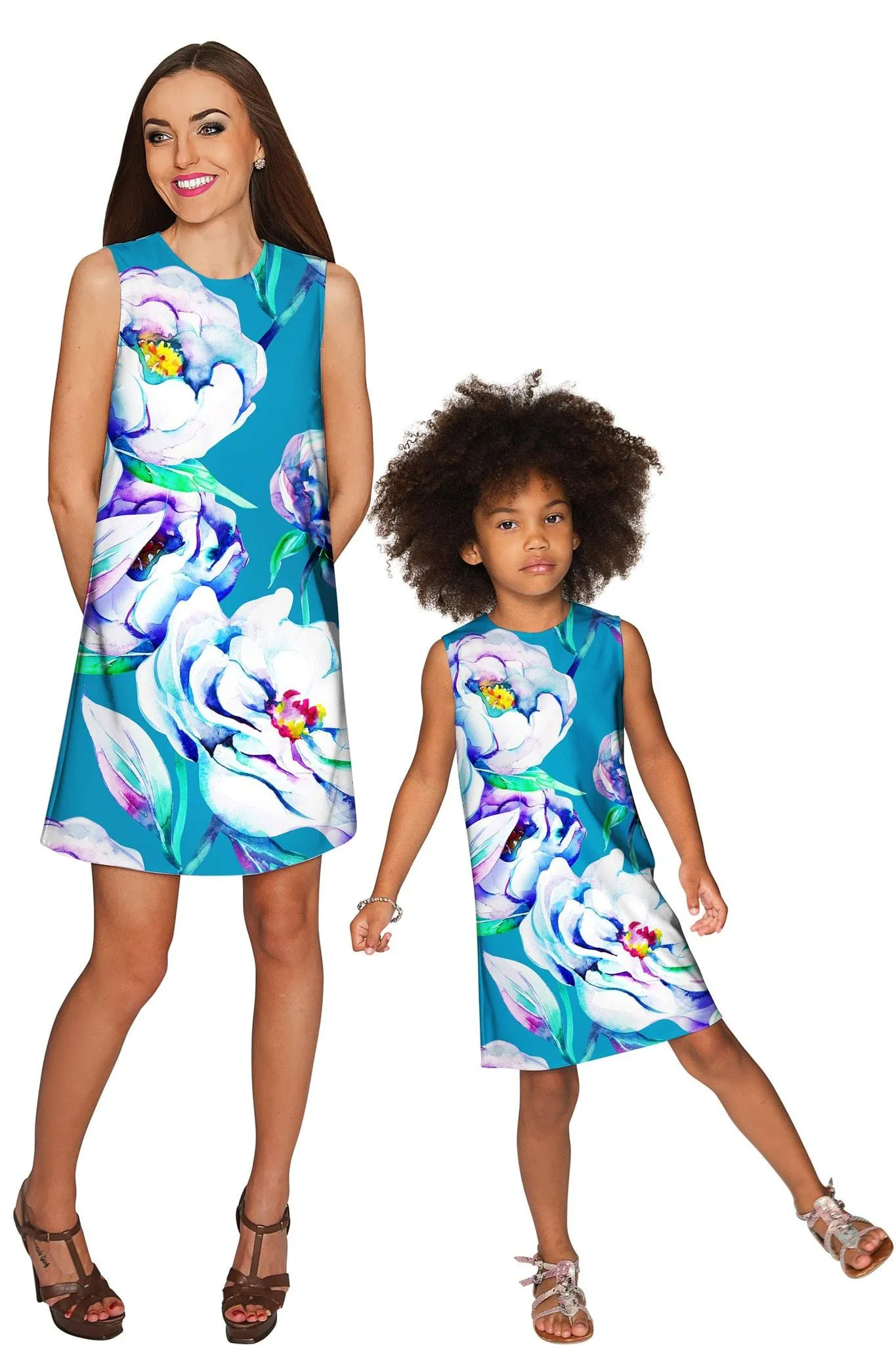 Gentle You Adele Fancy Floral Pattern Shift Party Dress - Girls