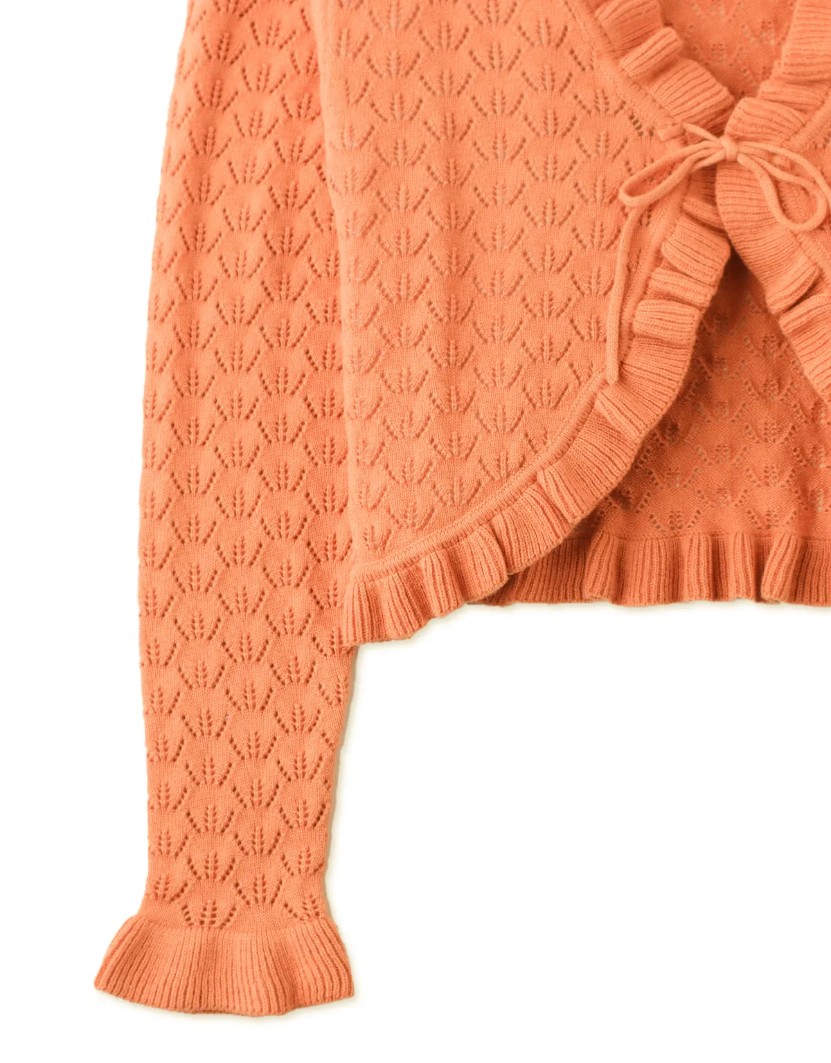 GIRLS POINTELLE CARDI WITH PETAL COLLAR
