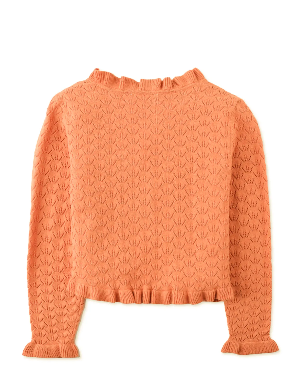 GIRLS POINTELLE CARDI WITH PETAL COLLAR