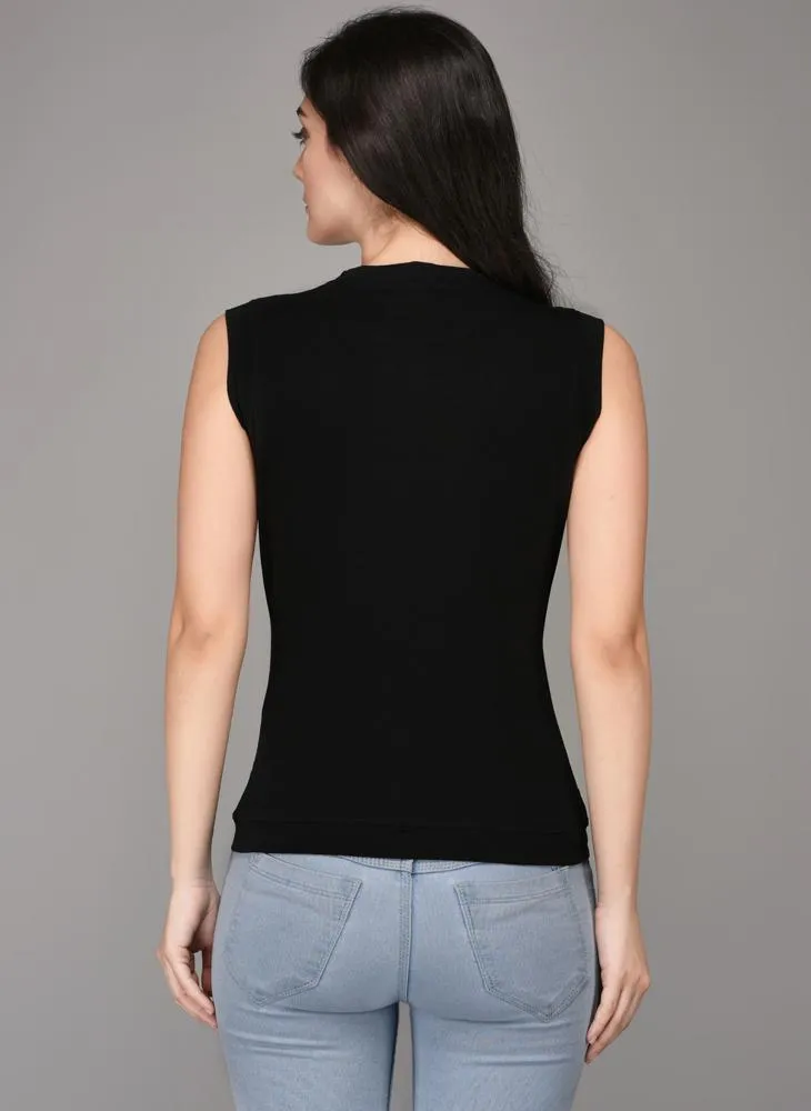 'GOOD ENOUGH' Printed Black Sleeveless Top