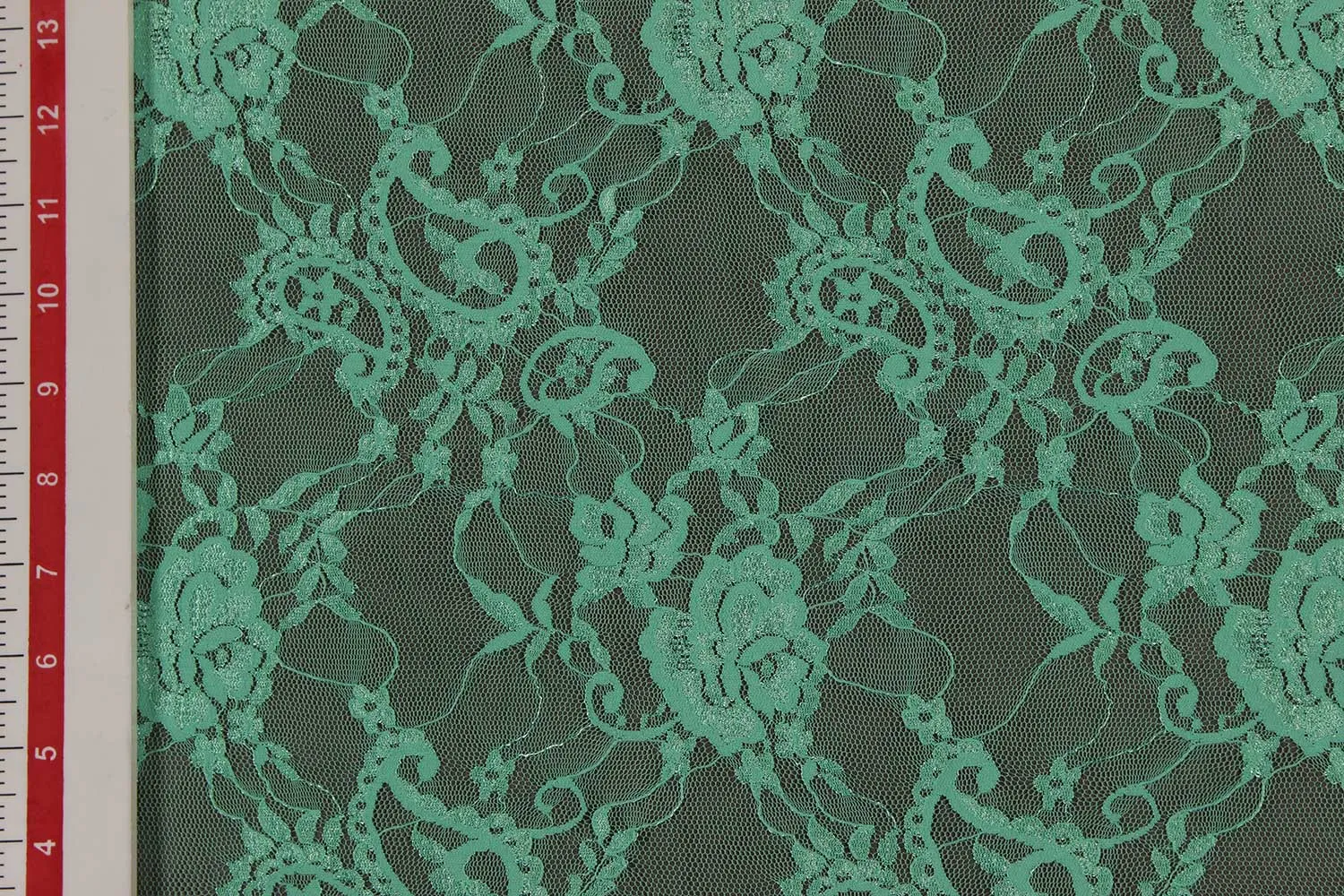 Green Floral Net Lace Fabric