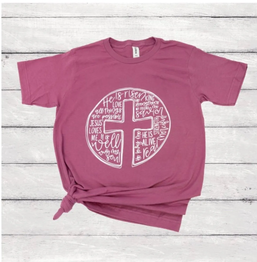 He is Risen Cross Tee-Berry