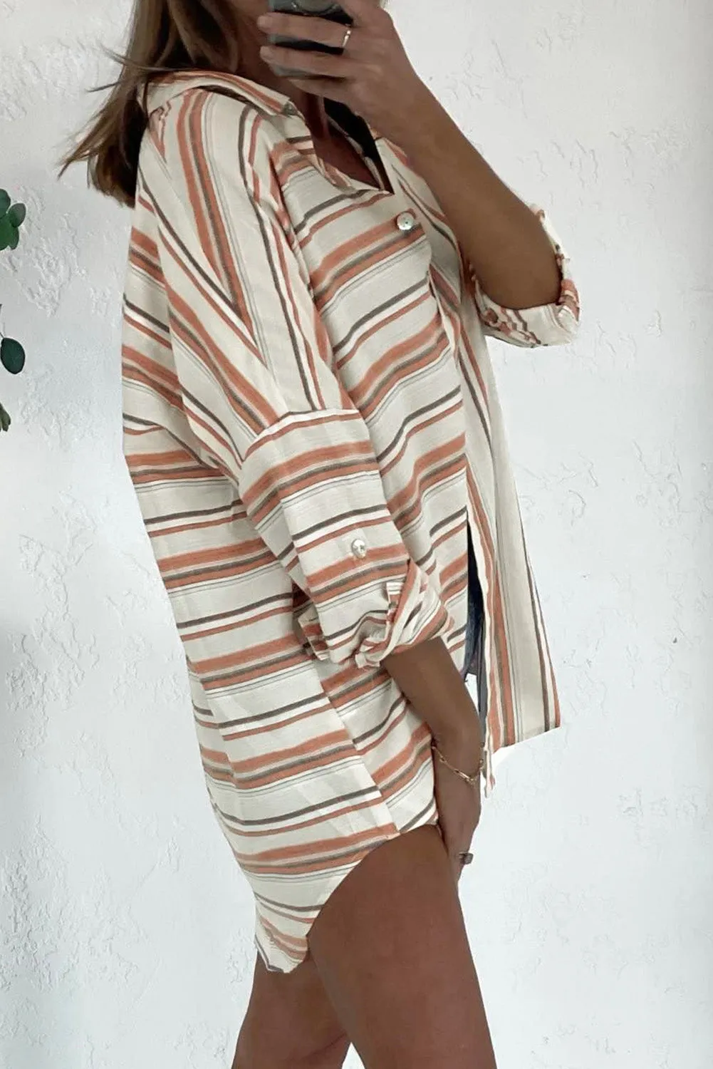 Horizonal and Vertical Stripes Casual Blouse
