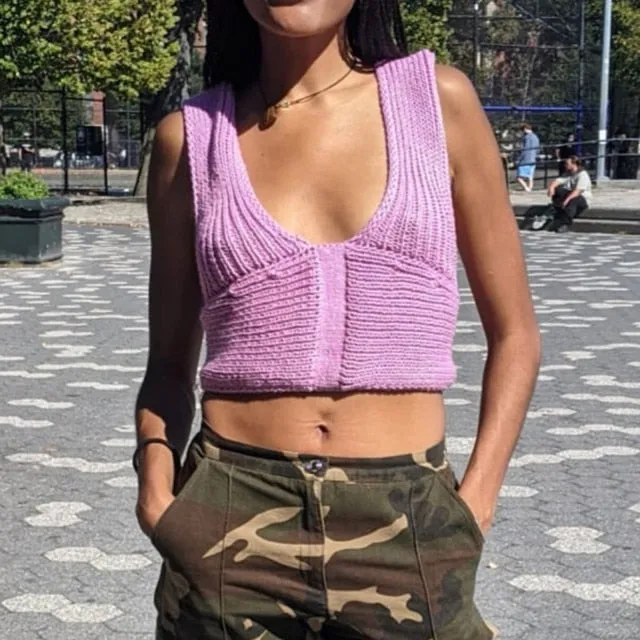 Irregular Knitted Bandage Top