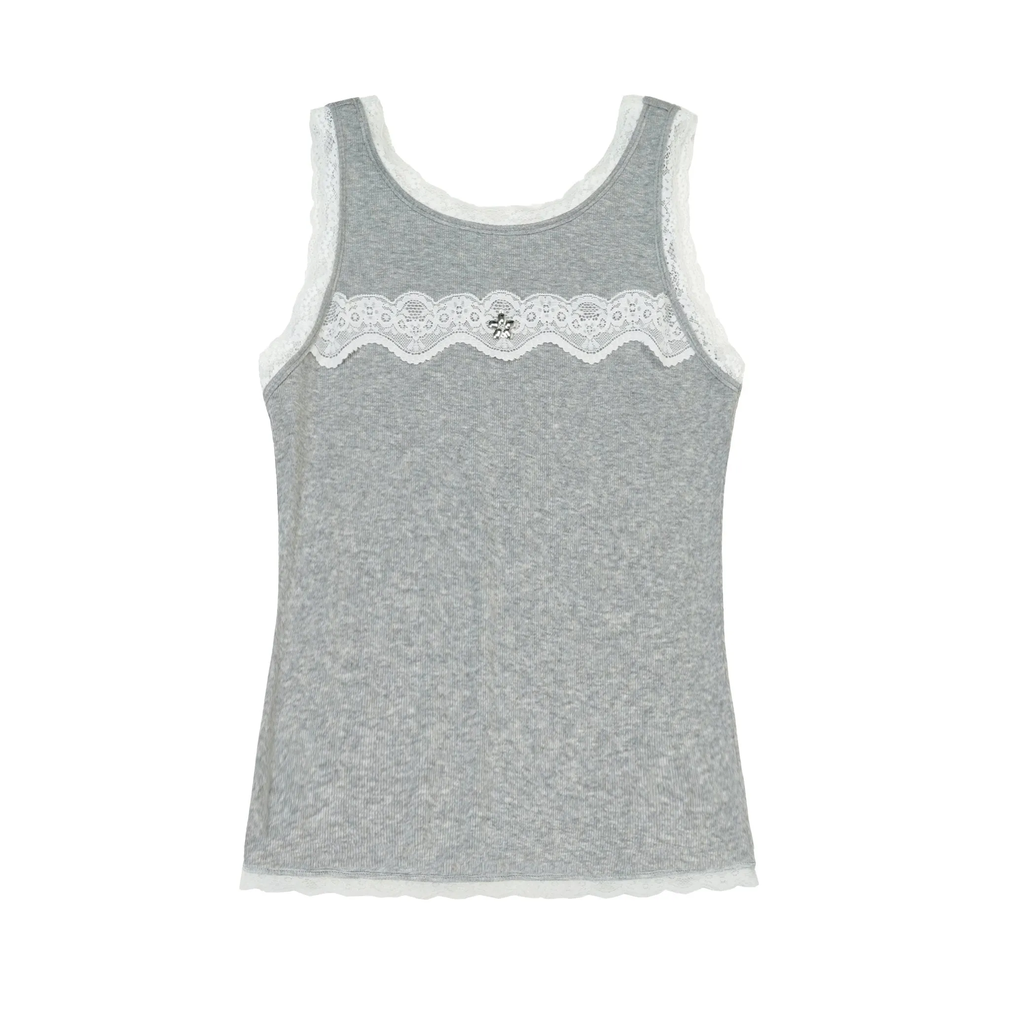 Knitted Patchwork Lace Tank Top
