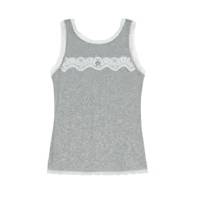 Knitted Patchwork Lace Tank Top